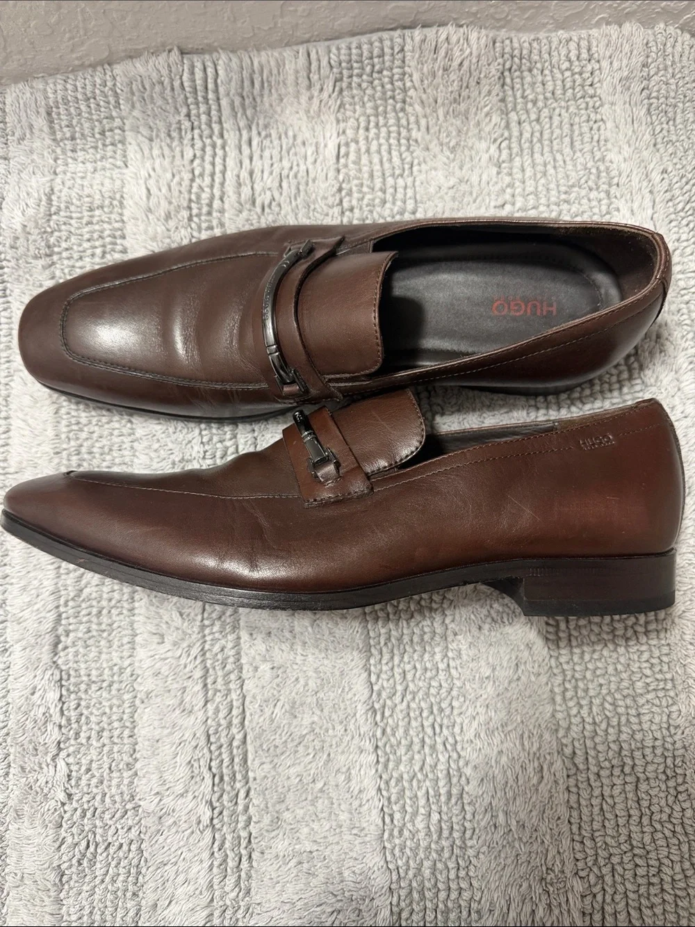 Hugo Brown Leather Slip-On Loafers for Men